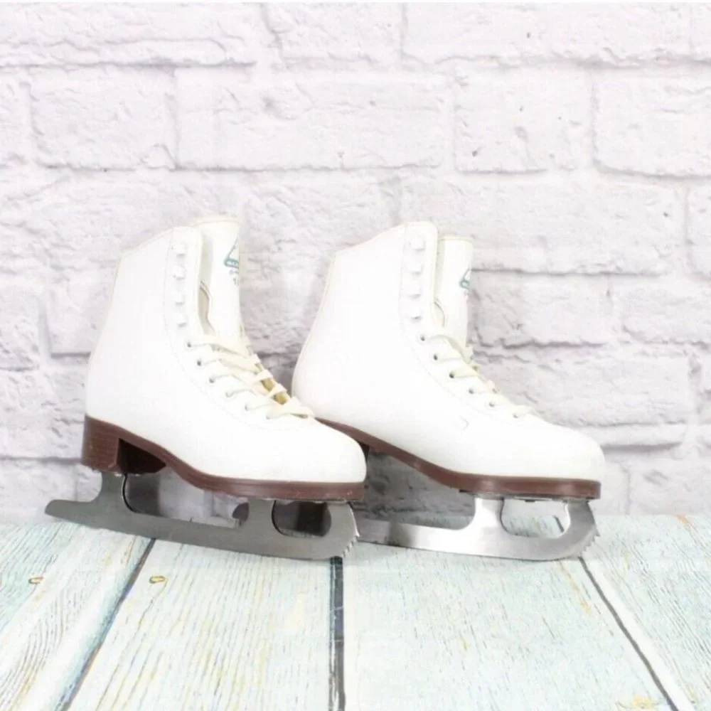 Glacier 120 by Jackson White Leather Lace up Figure Ice Skates Size US 2 - Picture 3 of 10